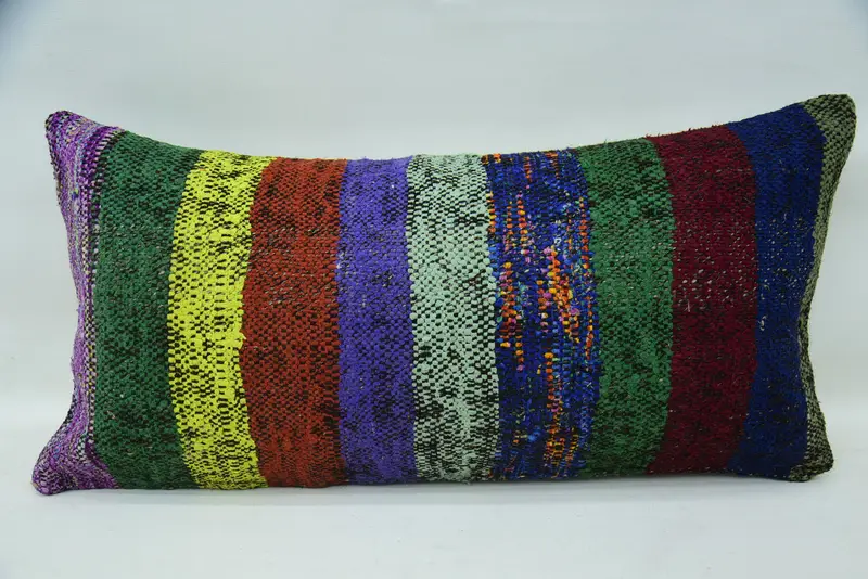 Custom Cushion, 12x24 Green Pillow Sham, Aesthetic Cushion, Vintage Kilim Throw Pillow, Boho Pillow Sham Cover, Cushion, Turkish Pillow - 4