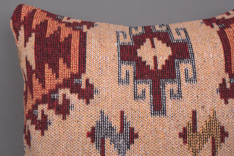 Antique Pillows, 18x18 Beige Cushion Cover, Decorative Bolster Cushion Cover, Pillow for Couch, Pillow Case, Ethnical Kilim Rug Pillow - 5