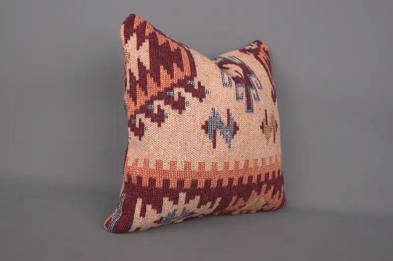 Antique Pillows, 18x18 Beige Cushion Cover, Decorative Bolster Cushion Cover, Pillow for Couch, Pillow Case, Ethnical Kilim Rug Pillow - 2