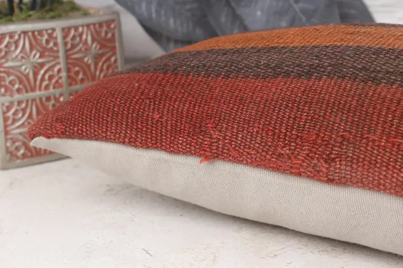 Antique Pillows, Anatolian Pillow Cover, Cushion Case, Ethnical Kilim Rug Pillow, 8x16 Brown Cushion Case, Vintage Kilim Throw Pillow - 7