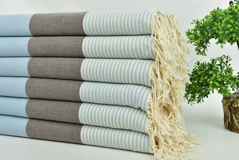 Bridal Shower Gift, Turkish Towel Set, Personalized Wedding Gift For Couple, Turkish Towel Beach, 68x40 Cotton Striped Towel, Quick-dry peshtemal - 3