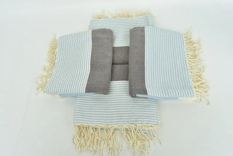 Bridal Shower Gift, Turkish Towel Set, Personalized Wedding Gift For Couple, Turkish Towel Beach, 68x40 Cotton Striped Towel, Quick-dry peshtemal - 6