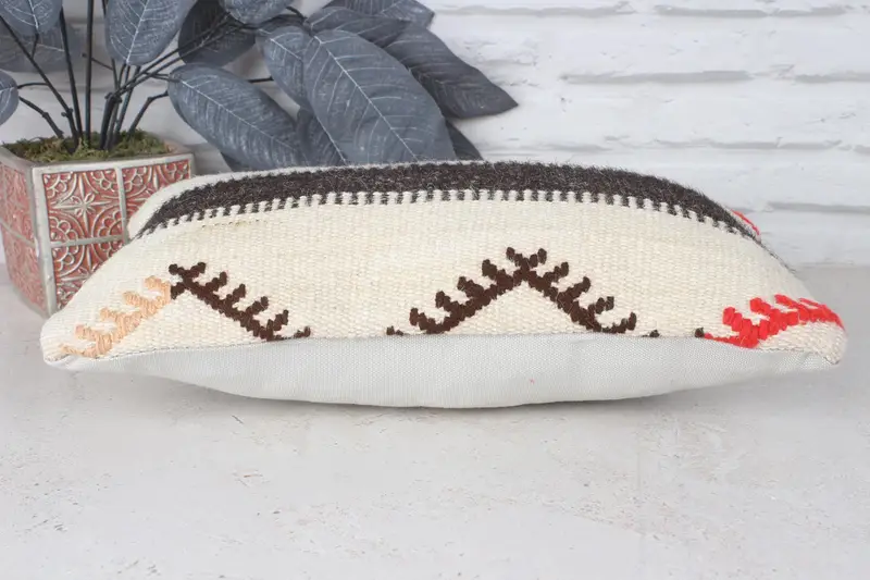 Vintage Pillow, Interior Designer Pillow, 8x16 Beige Pillow, Crochet Pattern Cushion Case, Pillow, Kilim Pillow, Outdoor Patio Pillow - 5