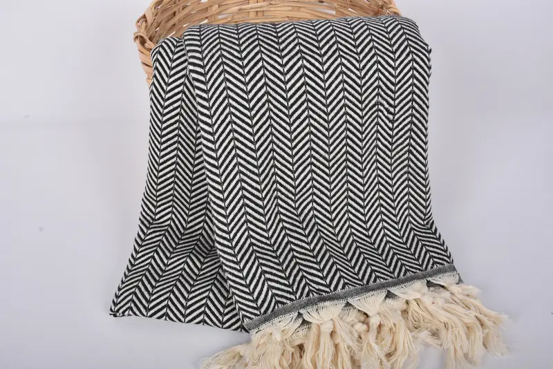 Bedspread, Organic Throw, Turkish Towel Blanket, 92x76 Cotton Chevron Towel, Throw Blanket, Bachelorette Gifts, Sofa Cover, Extra Large Tablecloth - 5