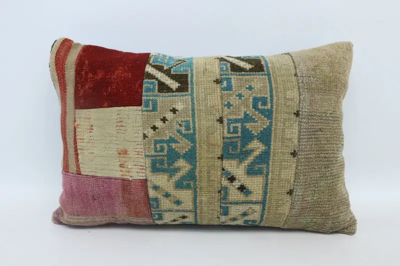 Cushion Case, 16x24 Beige Cushion Case, Vintage Kilim Throw Pillow, Handmade Kilim Cushion, Accent Throw Pillow Cover, Vintage Kilim Pillow - 1