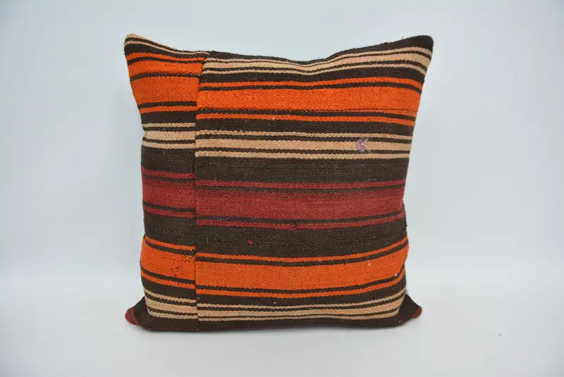 Couch Cushion, Wholesale Cushion Cover, 18x18 Orange Pillow Sham, Turkish Pillow, Interior Designer Pillow, Throw Kilim Pillow, Cushion Case - 1