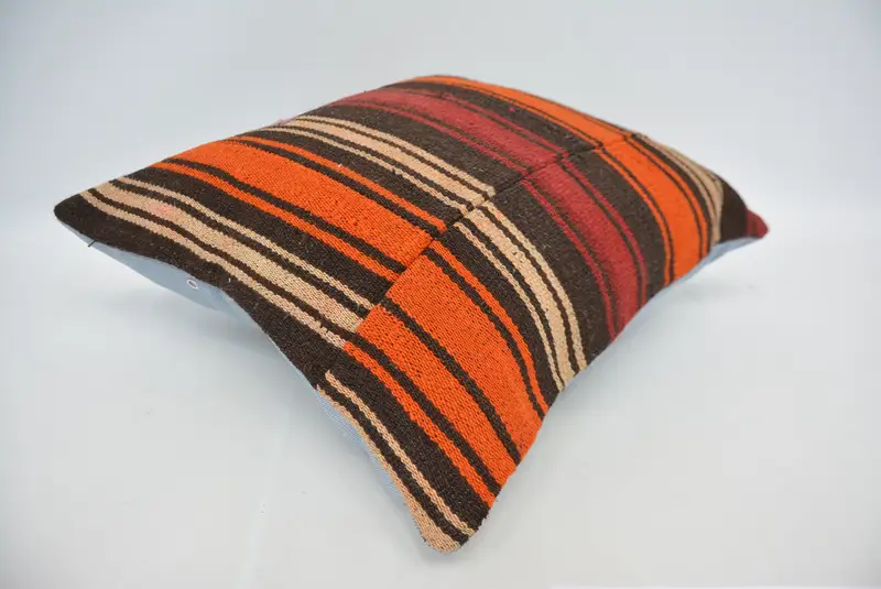 Couch Cushion, Wholesale Cushion Cover, 18x18 Orange Pillow Sham, Turkish Pillow, Interior Designer Pillow, Throw Kilim Pillow, Cushion Case - 6