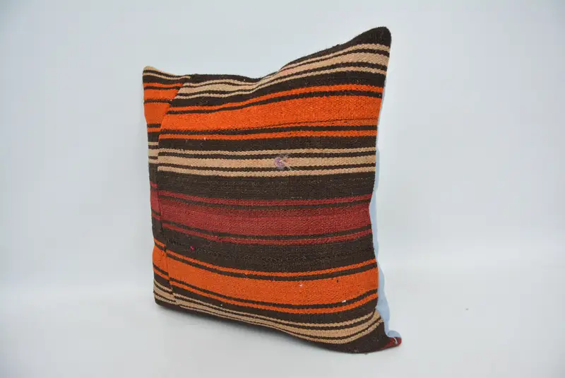 Couch Cushion, Wholesale Cushion Cover, 18x18 Orange Pillow Sham, Turkish Pillow, Interior Designer Pillow, Throw Kilim Pillow, Cushion Case - 4