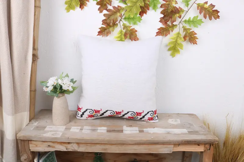Pillow for Sofa, Throw Kilim Pillow, Cushion Cover, Ethnic Throw Pillow, 16x16 White Cushion Case, Garden Cushion Case, Kilim Pillow - 1