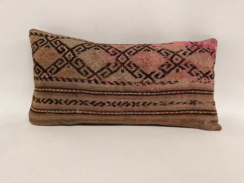 12x24 Beige Pillow Case, Kilim Pillow, Pillow for Sofa, Ethnical Kilim Rug Pillow, Turkish Bench Cushion, Pattern Throw Cushion Cover, Cushion - 1