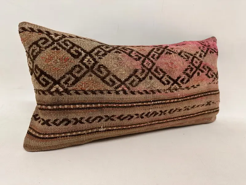 12x24 Beige Pillow Case, Kilim Pillow, Pillow for Sofa, Ethnical Kilim Rug Pillow, Turkish Bench Cushion, Pattern Throw Cushion Cover, Cushion - 4