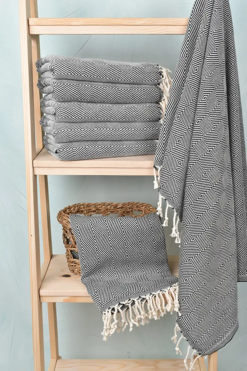 Bathroom Towel, Handmade Turkish hammam towel, Oversized Beach Towel, Turkish towel, 74x40 Cotton Diamond Towel, Custom Gift, Bridal Shower Gift - 3