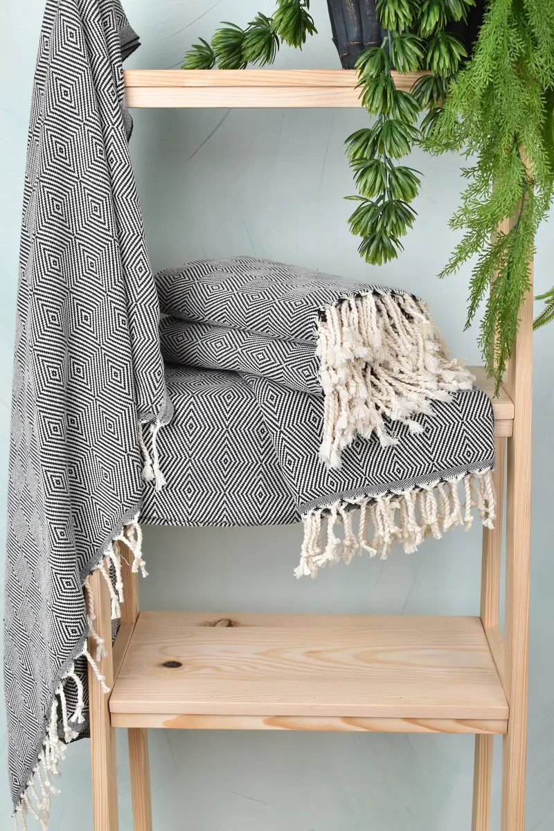 Bathroom Towel, Handmade Turkish hammam towel, Oversized Beach Towel, Turkish towel, 74x40 Cotton Diamond Towel, Custom Gift, Bridal Shower Gift - 6