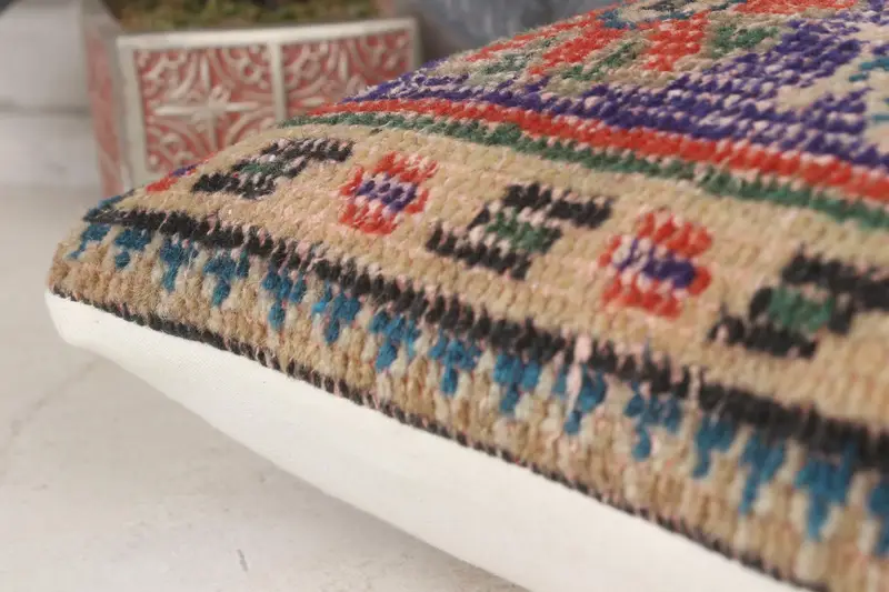 14x14 Blue Pillow Sham, Bolster Throw Cushion Cover, Cushion, Vintage Kilim Pillow, Throw Kilim Pillow, Car Pillow, Vintage Kilim Throw Pillow - 7