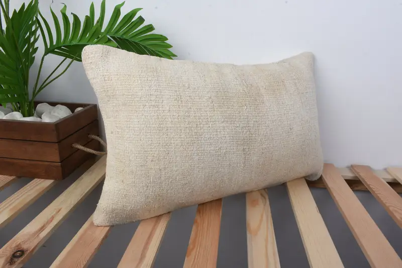 Bolster Throw Cushion, Vintage Kilim Pillow Pillow Case, Gift Pillow, Kilim Pillow Cover, Pillow Case, 12x20 Beige Pillow, Ethnical Kilim Rug Pillow - 4