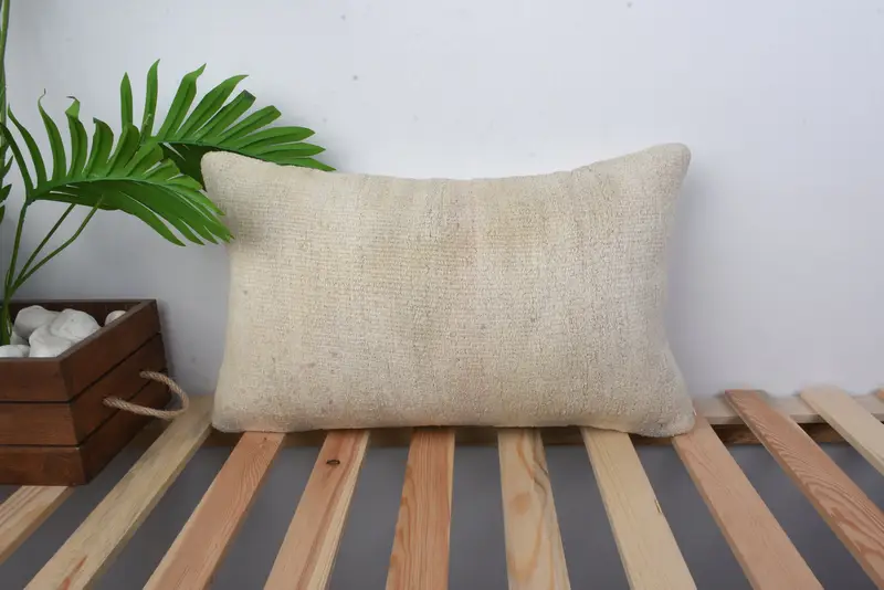 Bolster Throw Cushion, Vintage Kilim Pillow Pillow Case, Gift Pillow, Kilim Pillow Cover, Pillow Case, 12x20 Beige Pillow, Ethnical Kilim Rug Pillow - 1