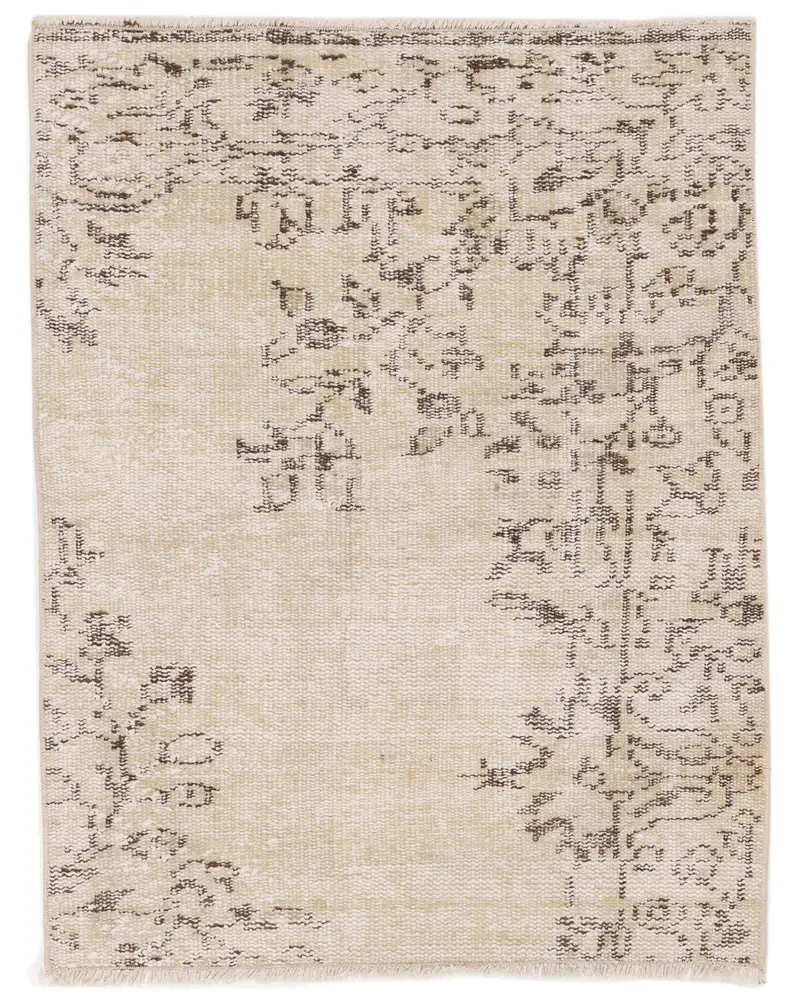 Beige-brauner Patchwork-Teppich, 2,5 x 3,2 Fuß, elegantes Dekor