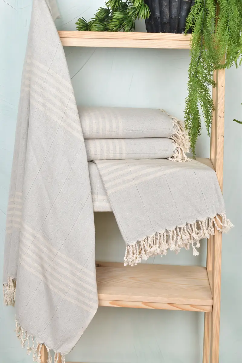 70x40 Linen Striped Towel, Best Wedding Gift, Bridesmaid Gift, Turkish hand towel, Turkish Beach Towel Bulk, Personalized Beach Towel, Grandma Gift - 6