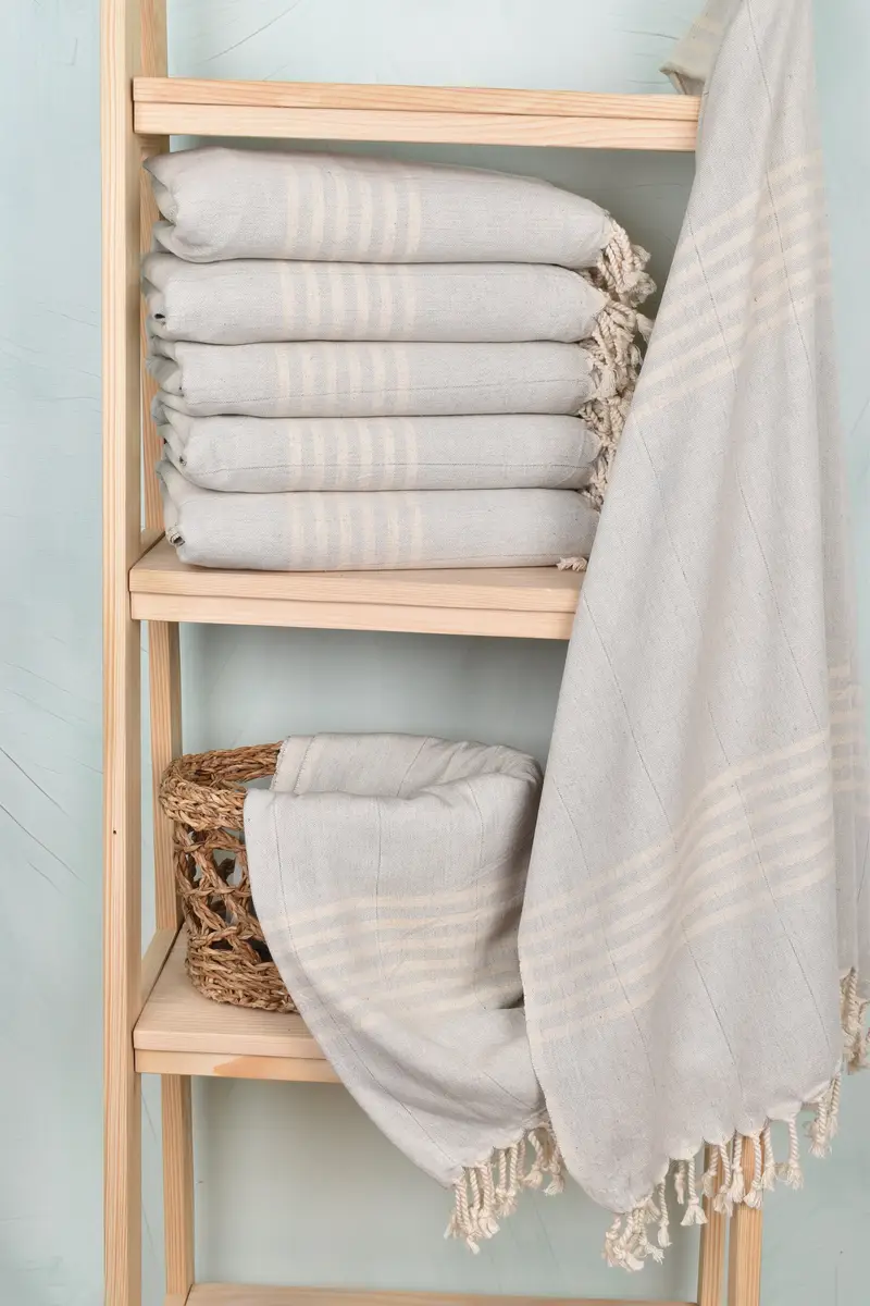 70x40 Linen Striped Towel, Best Wedding Gift, Bridesmaid Gift, Turkish hand towel, Turkish Beach Towel Bulk, Personalized Beach Towel, Grandma Gift - 3