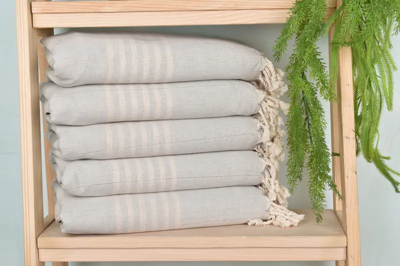 70x40 Linen Striped Towel, Best Wedding Gift, Bridesmaid Gift, Turkish hand towel, Turkish Beach Towel Bulk, Personalized Beach Towel, Grandma Gift - 1