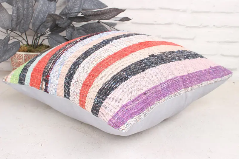 Kilim Pillow Cover, Kilim Cushion Sham, 18x18 Orange Cushion Case, Ethnical Kilim Rug Pillow, Cushion Cover, Handwoven Pillow Cover Pillow Cover - 6