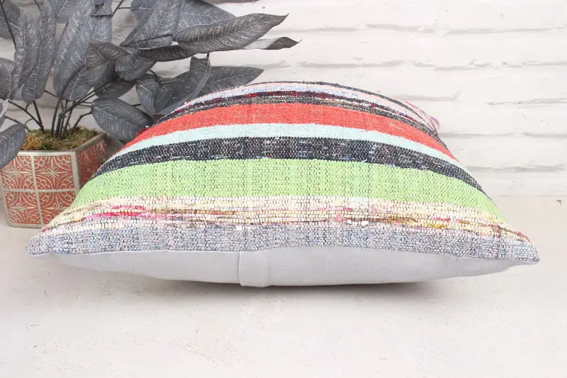 Kilim Pillow Cover, Kilim Cushion Sham, 18x18 Orange Cushion Case, Ethnical Kilim Rug Pillow, Cushion Cover, Handwoven Pillow Cover Pillow Cover - 5
