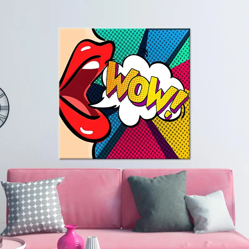 鮮やかなポップアート キャンバス: アーバン グラフィティ、ウーマン ワオ!