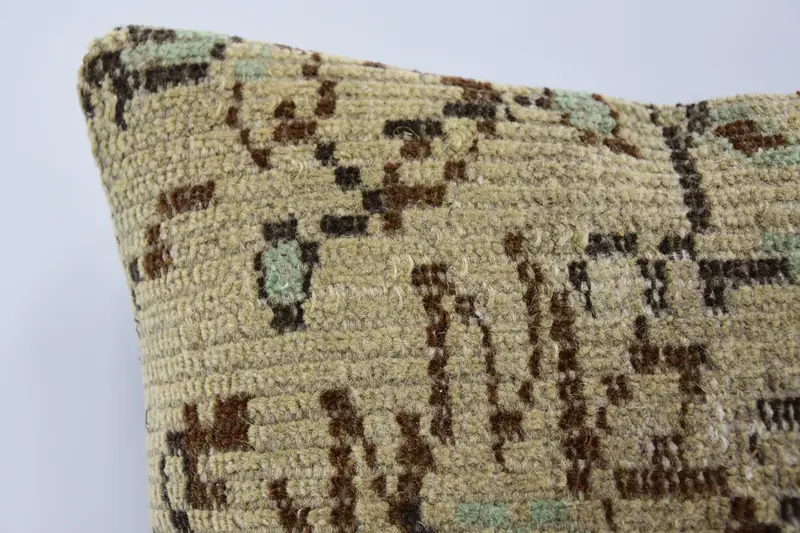16x16 Beige Pillow Case, Cushion Cover, Ethnical Kilim Rug Pillow, Turkish Pillow, Morroccon Kilim Cushion Pillow Sham, Boho Pillow - 2