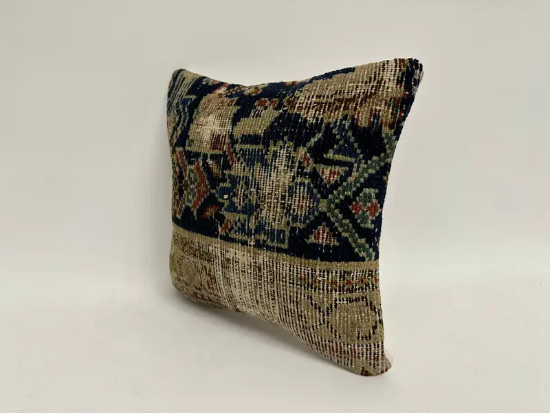 Vintage Kilim Throw Pillow, Ethnic Cushion, Turkish Pillow, Kilim Pillow Cover, Pillow Sham, 12x12 Blue Cushion Case, Pastel Pillow Sham - 4