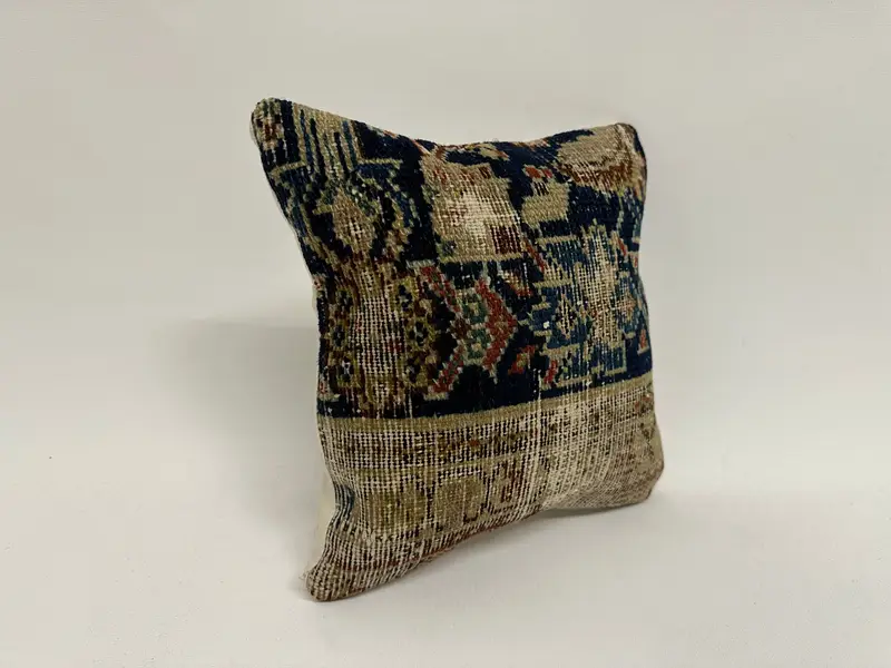 Vintage Kilim Throw Pillow, Ethnic Cushion, Turkish Pillow, Kilim Pillow Cover, Pillow Sham, 12x12 Blue Cushion Case, Pastel Pillow Sham - 3