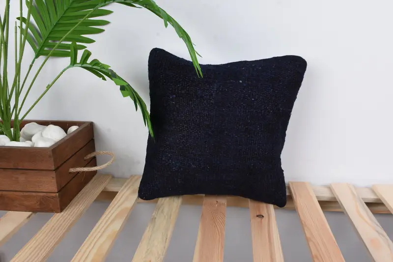 Ottoman Pillow Case, Pillow for Couch, 12x12 Blue Pillow Case, Pillow, Anatolian Pillow, Handmade Kilim Cushion, Ethnical Kilim Rug Pillow - 1