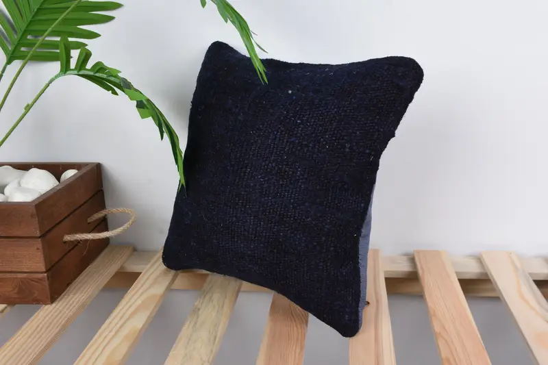 Ottoman Pillow Case, Pillow for Couch, 12x12 Blue Pillow Case, Pillow, Anatolian Pillow, Handmade Kilim Cushion, Ethnical Kilim Rug Pillow - 5
