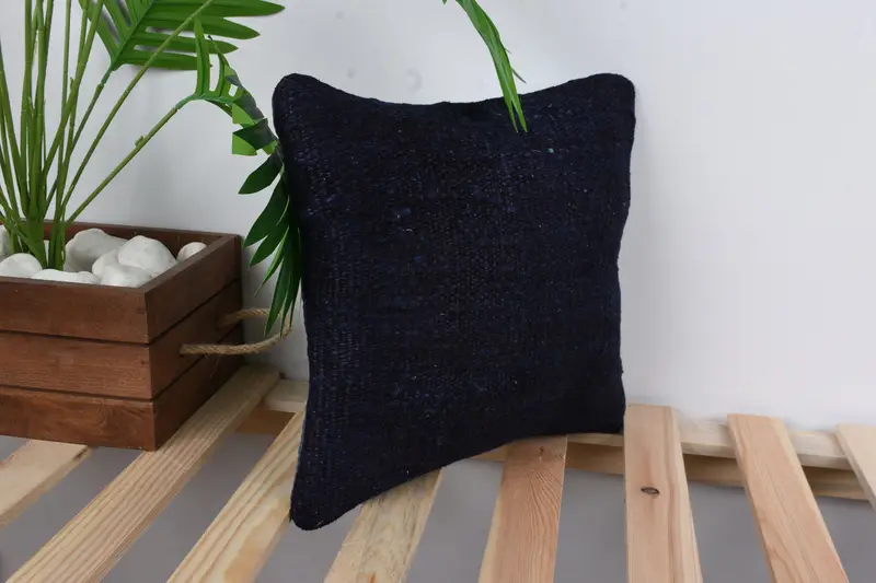 Ottoman Pillow Case, Pillow for Couch, 12x12 Blue Pillow Case, Pillow, Anatolian Pillow, Handmade Kilim Cushion, Ethnical Kilim Rug Pillow - 4