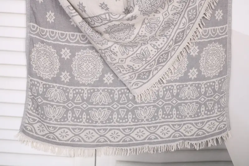 Personalized Rainbow Towel, Handmade Dark Gray Cotton, 36x71 Inches