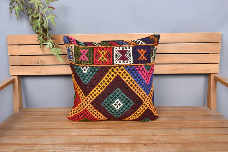 Antique Pillows, Bed Cushion, Outdoor Throw Pillow Sham, Pillow for Sofa, Pillow, Gift Pillow, 20x20 Orange Cushion Case, Turkish Bench Pillow Sham - 6