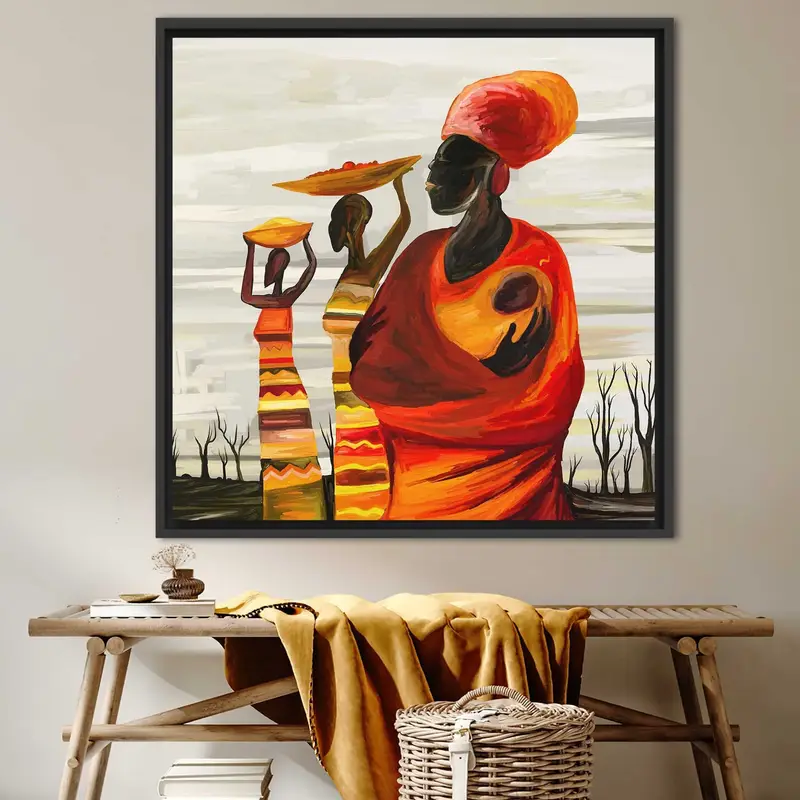 Zarif Soyut Siyah Kadın Kanvas Tablo Tablo - Trendy Çağdaş Sanat