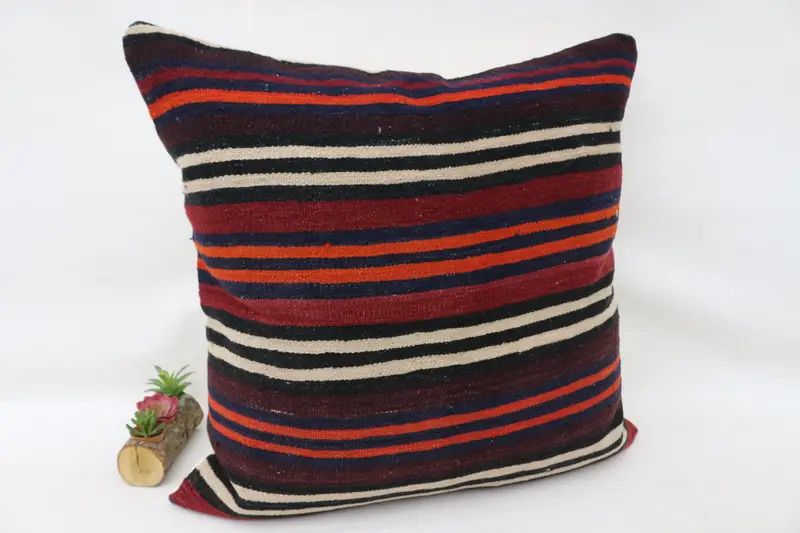 Ethnical Kilim Rug Pillow, Cushion Cover, 32x32 Brown Cushion Cover, Vintage Kilim Throw Pillow, Muted Cushion, Throw Kilim Pillow - 3