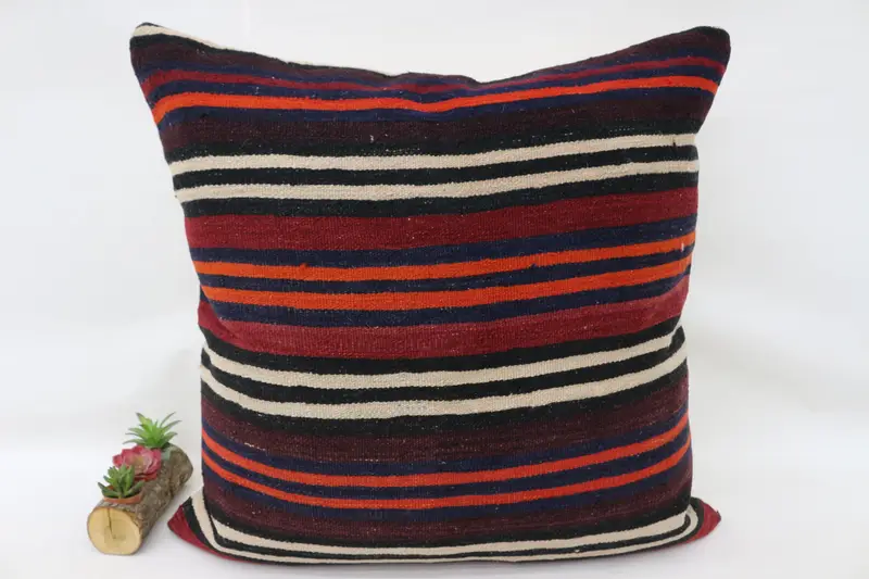 Ethnical Kilim Rug Pillow, Cushion Cover, 32x32 Brown Cushion Cover, Vintage Kilim Throw Pillow, Muted Cushion, Throw Kilim Pillow - 4