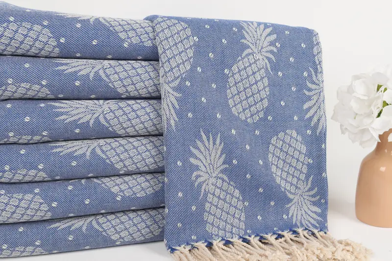 Personalized Bridesmaid Gift, 80x40 Cotton Pineapple Design Towel, Turkish bath towel, Absorbent Turkish towel, Baby Boy Gift, Custom Bath Towel - 3