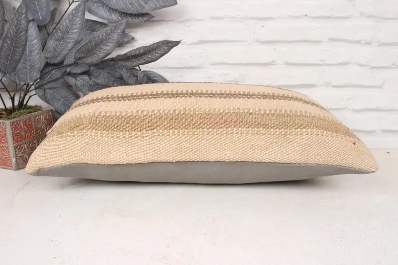 Vintage Pillow, Pillow for Sofa, Boho Pillow Sham Cover, 12x24 Beige Pillow Sham, Outdoor Patio Cushion, Handmade Rug Seat Cushion, Pillow Case - 5