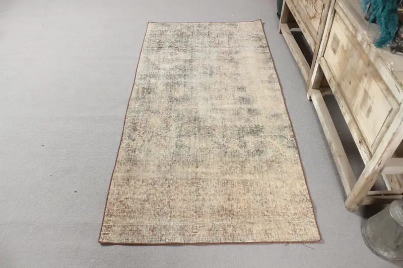 Türk Vintage Halısı, Accent 2.9x6.1 ft (89x186 cm) Halı, Kahverengi Katı Yün Halı - 1