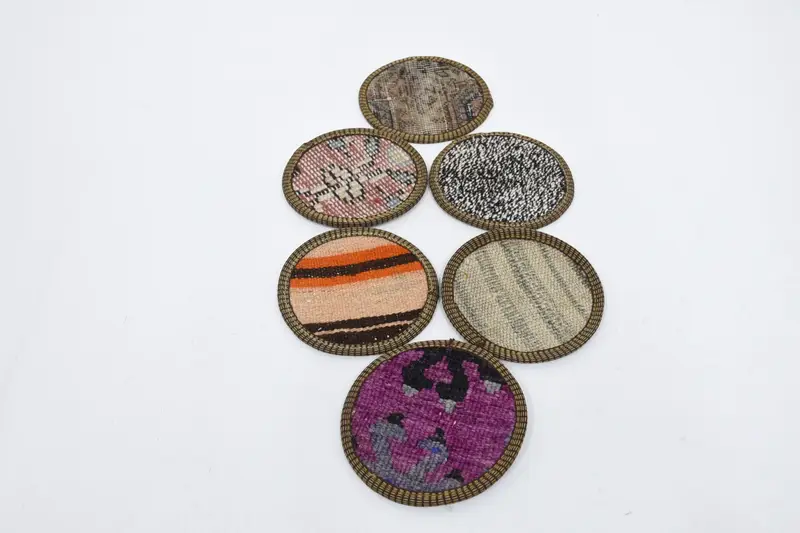 Pink and Orange Striped Coaster, Ethnic Woven Coaster