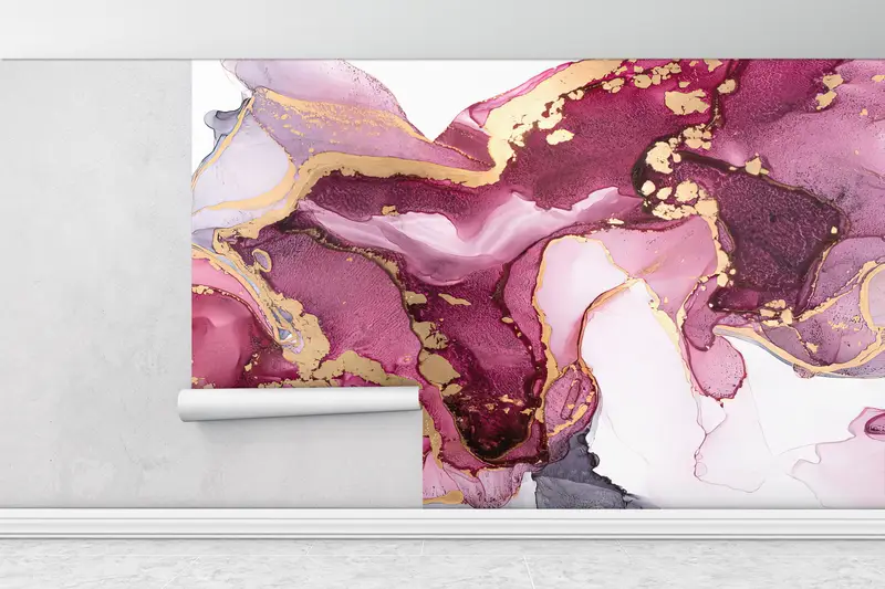 Wall Paper Peel and Stick, Pink Marble Painting, Custom Wall Paper, Modern Wall Poster, Bright Wall Paper, Pink Marble Wall Print, - 4