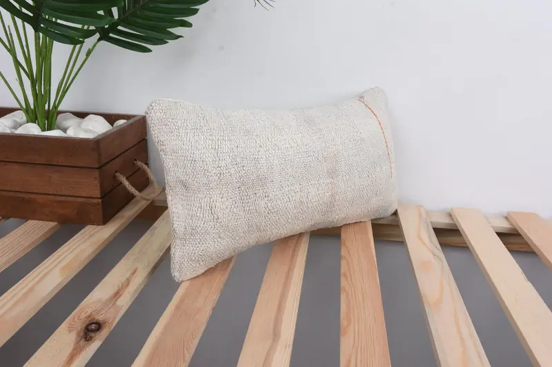 Vintage Kilim Throw Pillow, Pillow Sham, Floor Cushion Cover, 8x16 Beige Cushion Case, Antique Pillows, Kilim Cushion Sham - 4