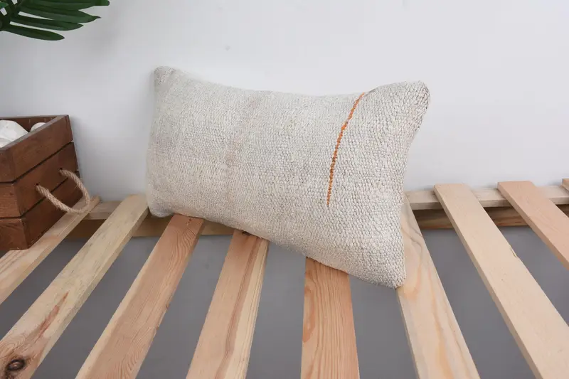 Vintage Kilim Throw Pillow, Pillow Sham, Floor Cushion Cover, 8x16 Beige Cushion Case, Antique Pillows, Kilim Cushion Sham - 5