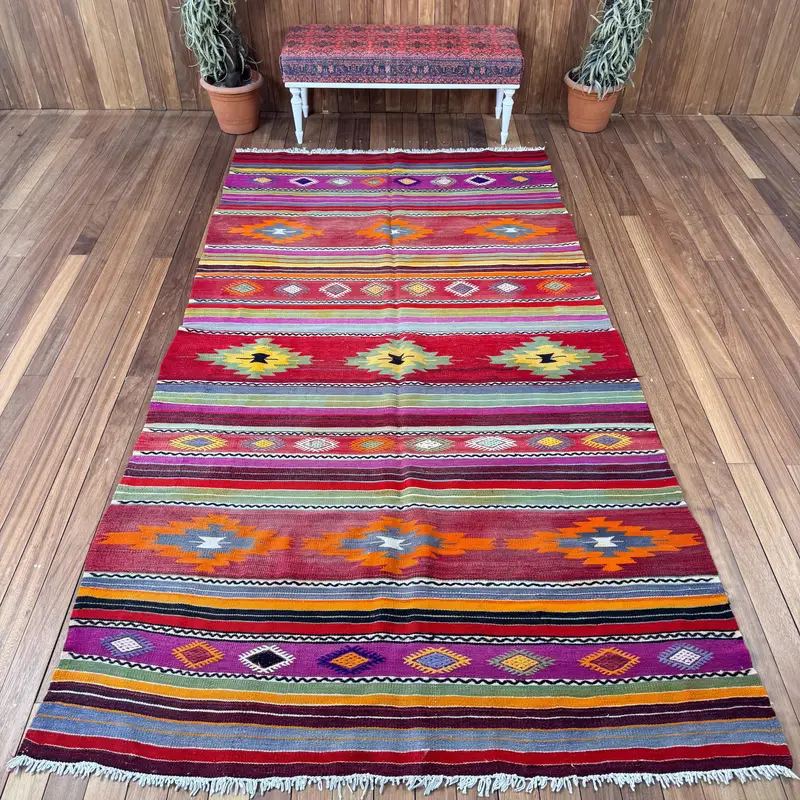 Vintage Large Rug, 5.3x10.4 ft Turkish Rug, Red Oushak Wool Rug - 1