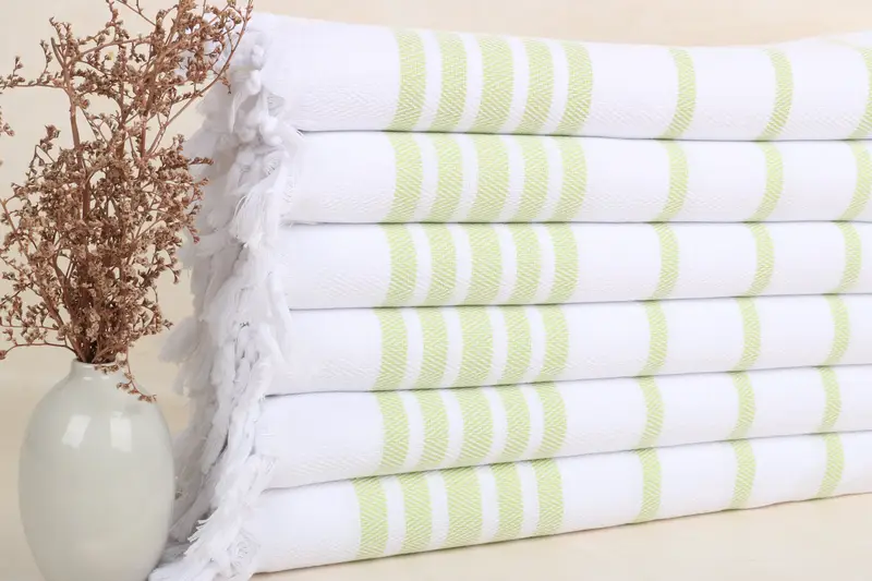 Hand Towel Embroidered Pistachio Green Chevron, 24x36 Inches