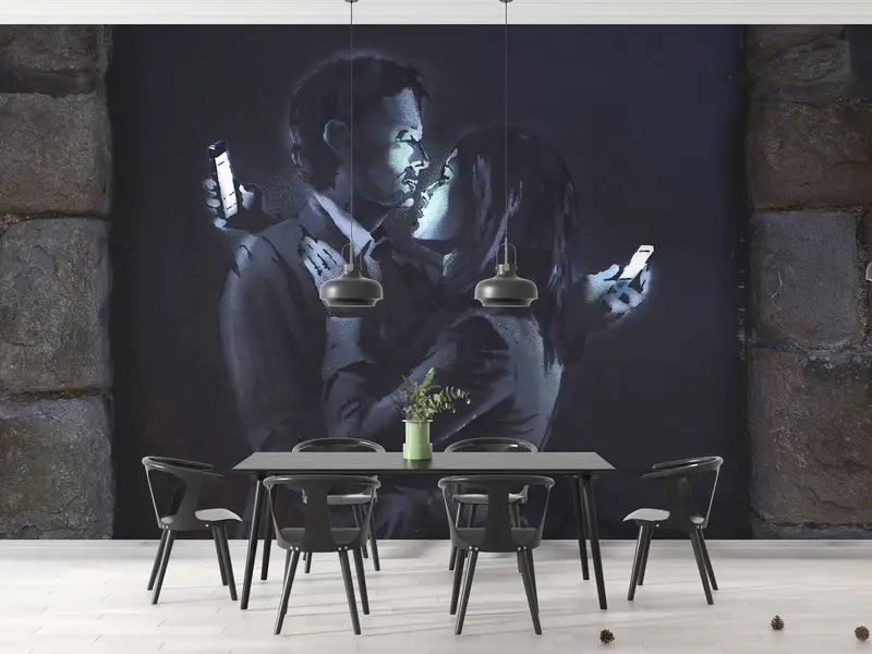 Modernes Handypapier, Banksy -Mobilfunkliebhaber, Handypapierschale und Stock, Telefongraffiti -Tapier, Papierwandkunst, Malmalerei, Wandmalerei, - 3