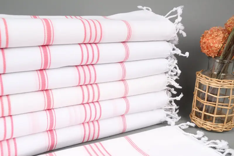 Personalized Turkish Towel Beige Stripes, Organic Cotton, 40x71 Inches