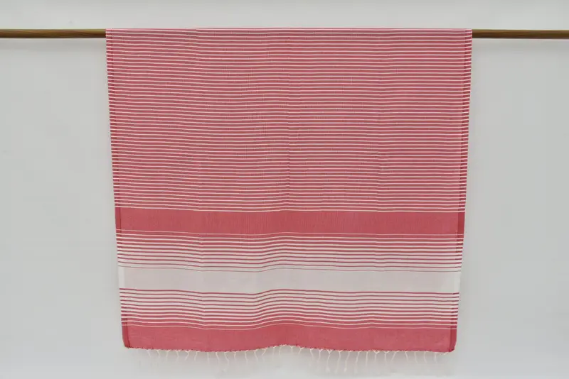 Bridesmaid Proposal Gift, Housewarming Gift, Turkish beach towel with fringe, Lightweight Turkish towel, Handmade Gift, 68x40 Cotton Striped Towel - 8